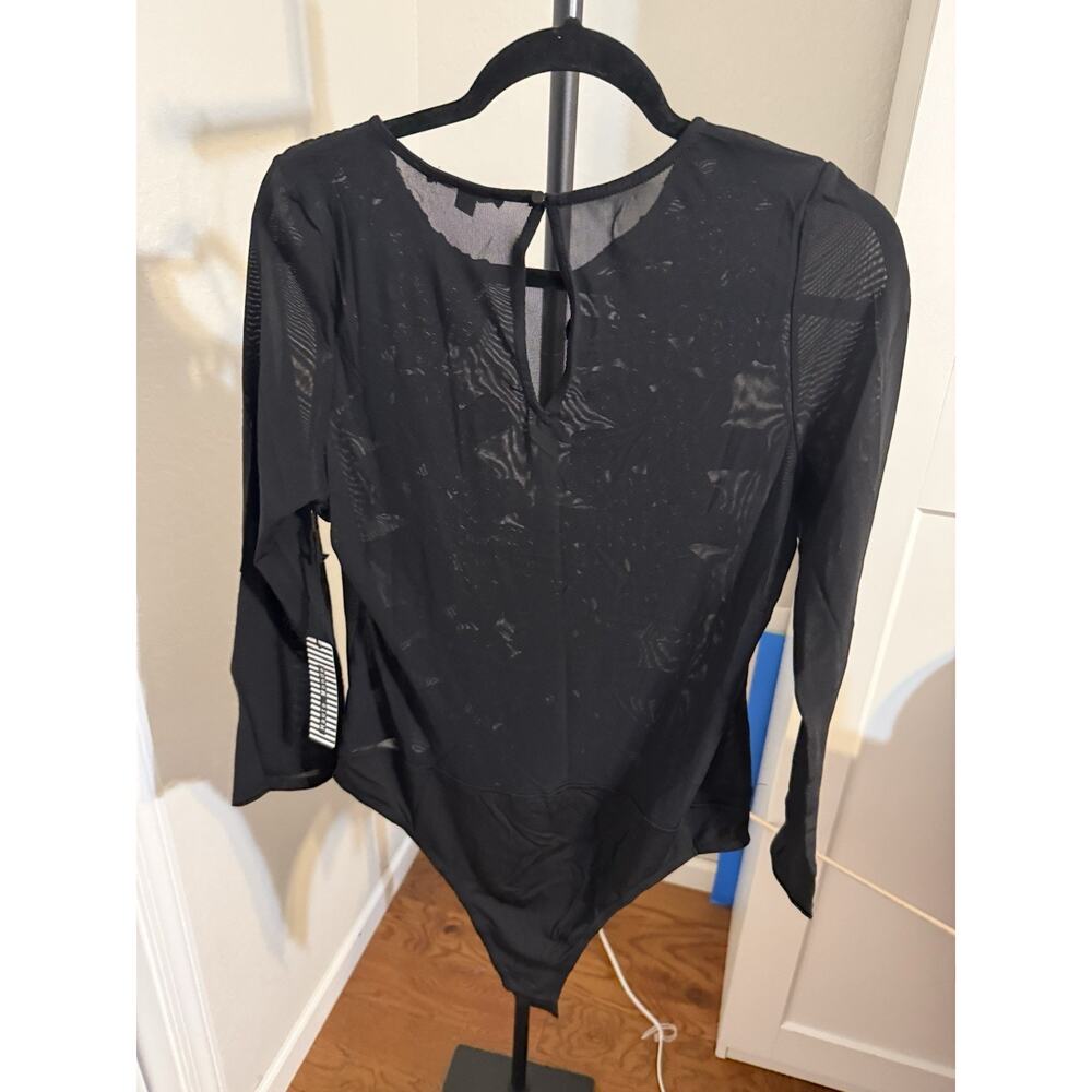 Haute Monde Black Floral Embroidered Stretch Bodysuit 2XL Plus Size